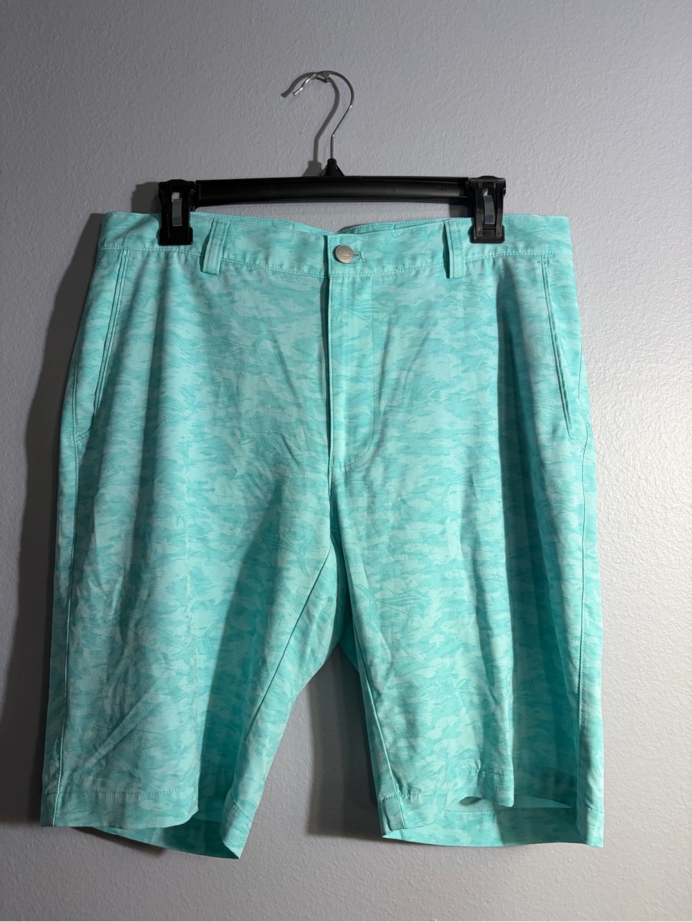 Peter Millar Aqua Patterned Golf Shorts